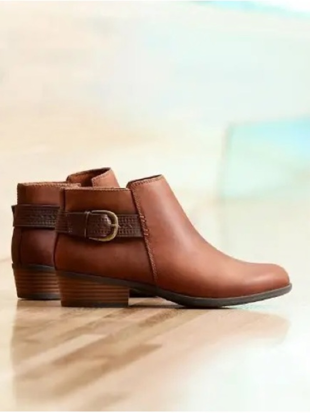 Clarks Women’s Addiy Kara Tan Leather Booties, Size 10